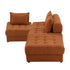 4 Seater Velvet Modular Sofa & Ottoman Set with Backrest Brown