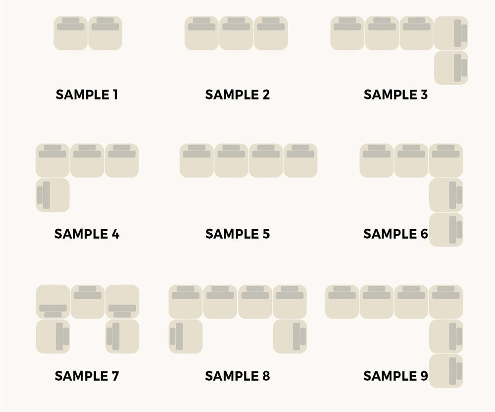 5 Seater Velvet Modular Sofa & Ottoman Set with Backrest Brown