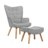 Armchair with Footstool Fabric Grey