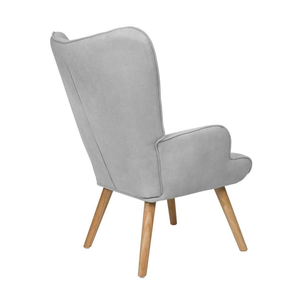 Armchair with Footstool Fabric Grey
