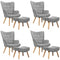 4x Armchair Lounge Chair Ottoman Fabric Sofa Grey