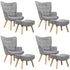 4x Armchair Lounge Chair Ottoman Fabric Sofa Grey
