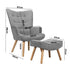4x Armchair Lounge Chair Ottoman Fabric Sofa Grey