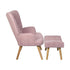Armchair Set Ottoman Fabric Sofa Chairs Pink