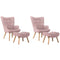 2x Armchair Lounge Chair Ottoman Fabric Sofa Pink
