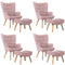 4x Armchair Lounge Chair Ottoman Fabric Sofa Pink