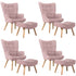 4x Armchair Lounge Chair Ottoman Fabric Sofa Pink