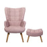 4x Armchair Lounge Chair Ottoman Fabric Sofa Pink