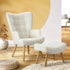 Armchair with Footstool Sherpa White
