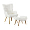 Armchair with Footstool Sherpa White
