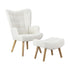 Armchair with Footstool Sherpa White