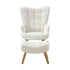 Armchair with Footstool Sherpa White