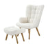 Armchair with Footstool Sherpa White