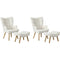 2x Armchair Lounge Chair Ottoman Sherpa Sofa White