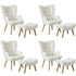 4x Armchair Lounge Chair Ottoman Sherpa Sofa White
