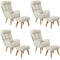 Oikiture 4x 360 Swivel Recliner Armchair Lounge with Stool Beige
