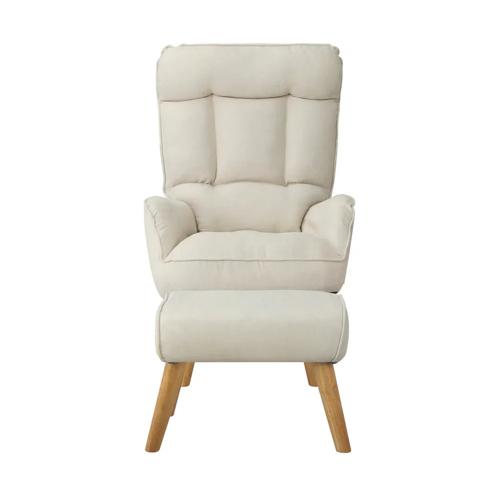 Oikiture 4x 360 Swivel Recliner Armchair Lounge with Stool Beige