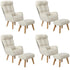 Oikiture 4x 360 Swivel Recliner Armchair Lounge with Stool Beige