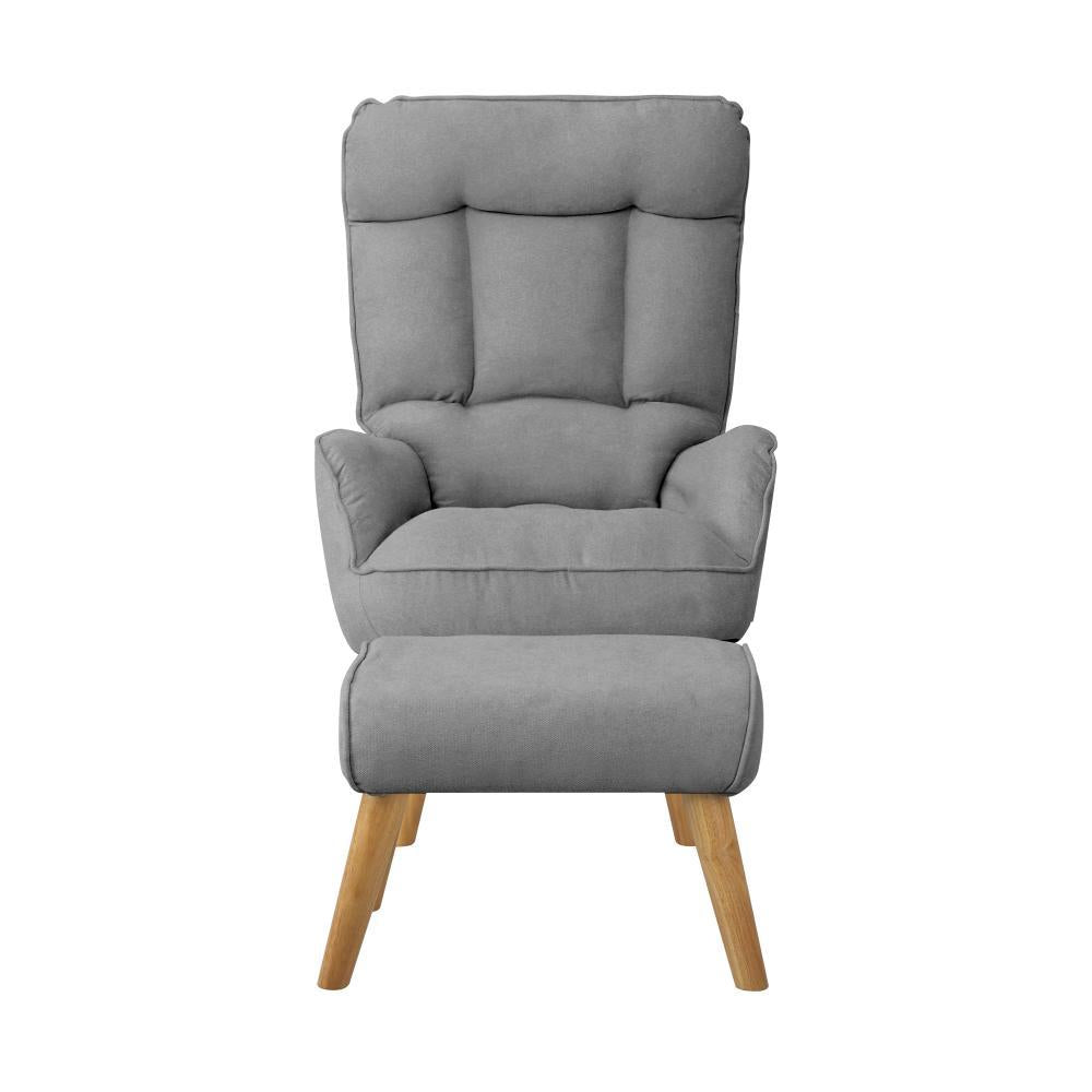 Armchair wit Stool 360° Swivel Seat Grey