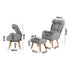 Armchair wit Stool 360° Swivel Seat Grey
