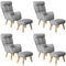 4x 360 Swivel Recliner Armchair Lounge with Stool Grey