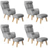4x 360 Swivel Recliner Armchair Lounge with Stool Grey