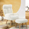 Armchair with Ottoman Swivel Sherpa White