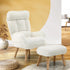 Armchair with Ottoman Swivel Sherpa White