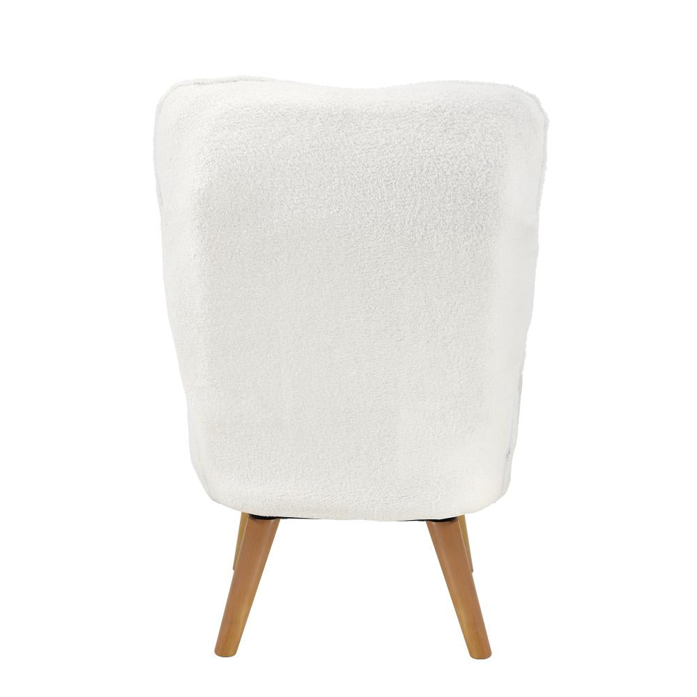 Armchair with Ottoman Swivel Sherpa White