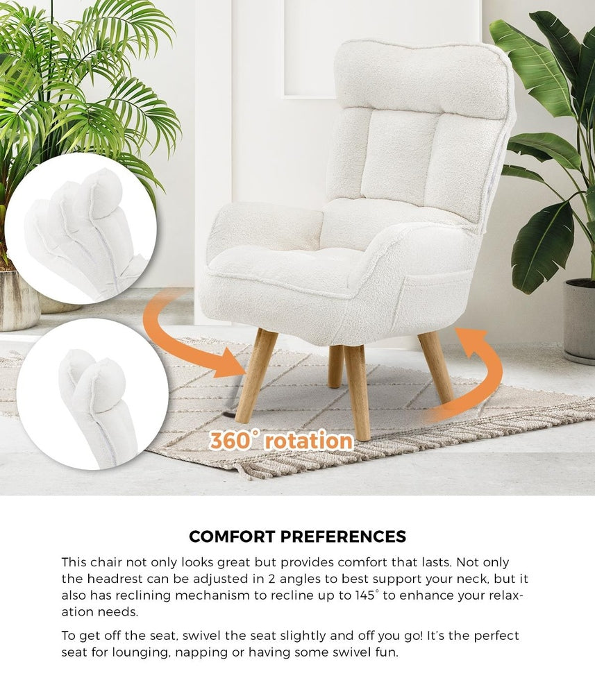 4X 360 Swivel Recliner Armchair Lounge with Stool Sherpa