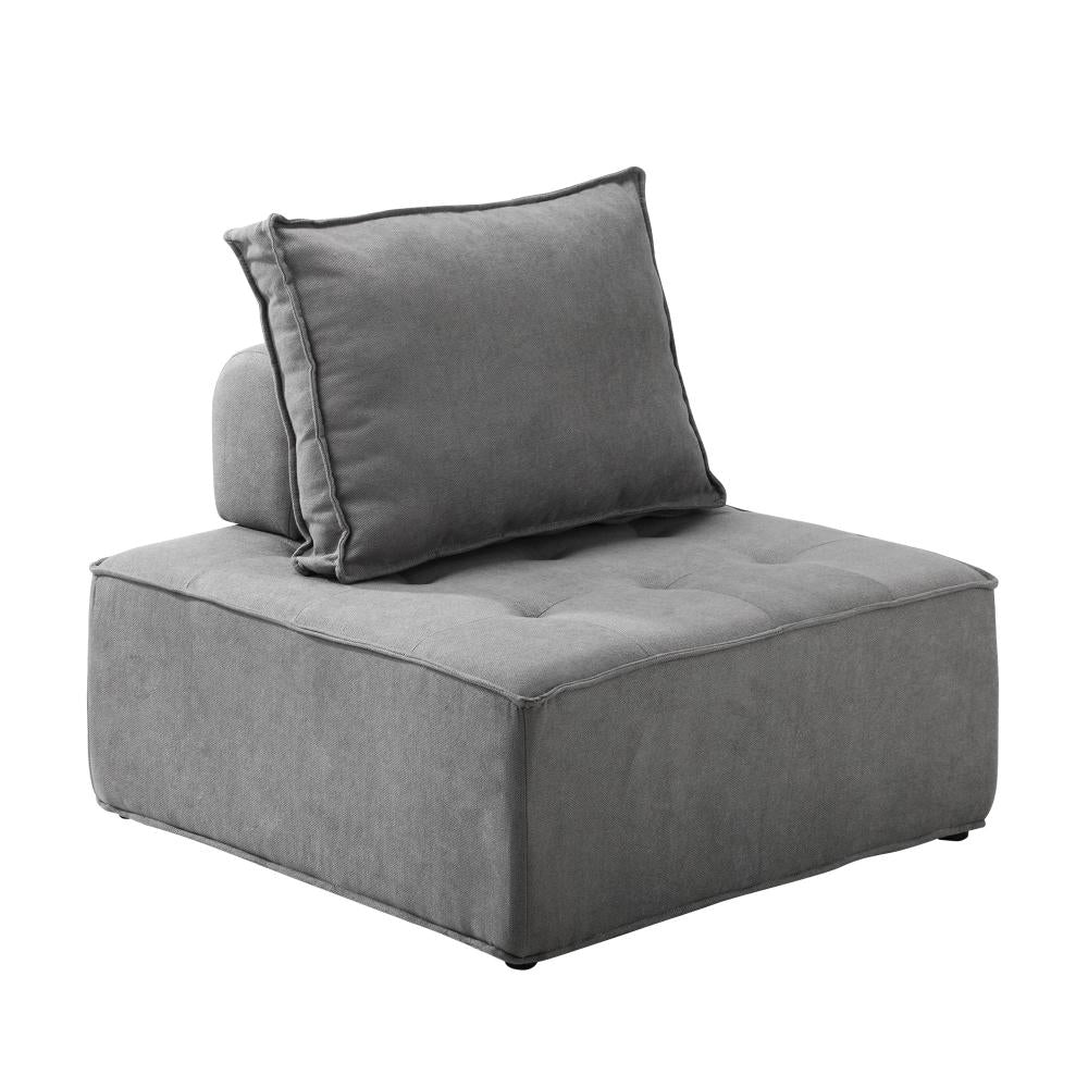 Armless Sofa with Adjustable Back Modular Grey