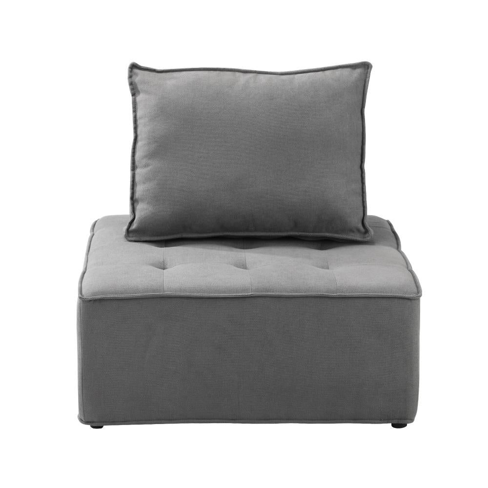Armless Sofa with Adjustable Back Modular Grey