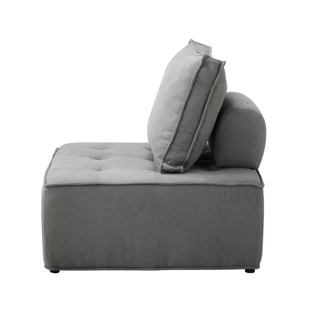 Armless Sofa with Adjustable Back Modular Grey