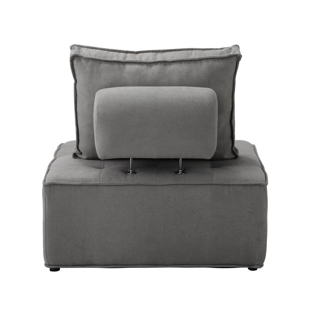 Armless Sofa with Adjustable Back Modular Grey