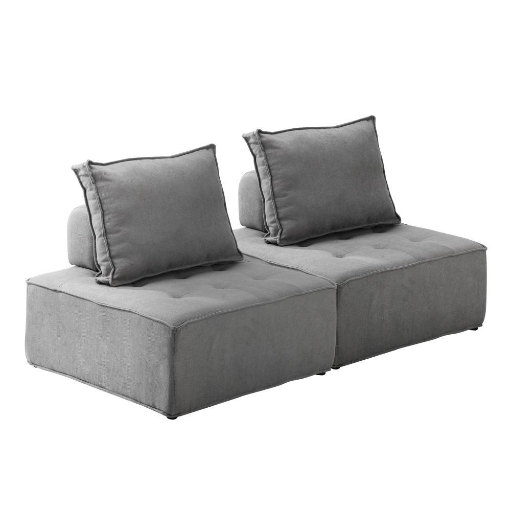 2PCS Modular Armless Sofa Linen Grey