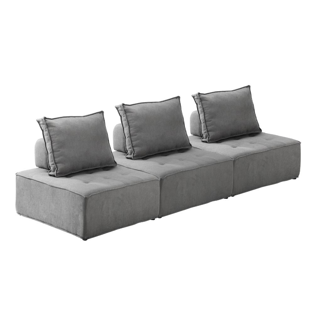 3PCS Modular Armless Sofa Linen Grey