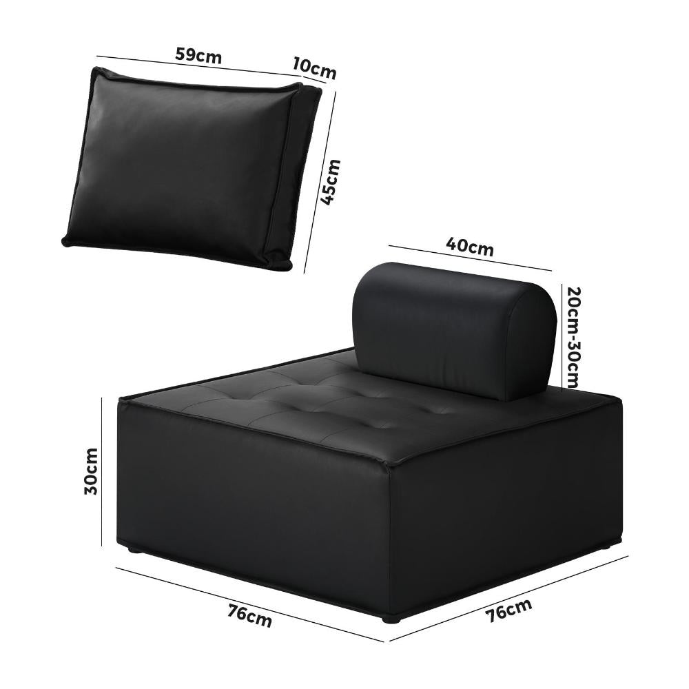 4pcs Pu Leather Sofa Couch Black