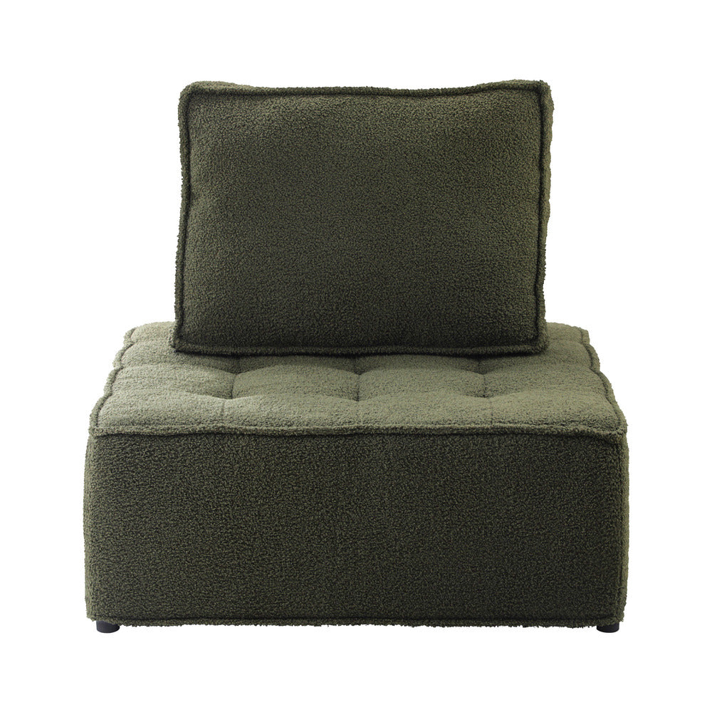 3PCS Modular Sofa Lounge Chair Armless Sherpa Green