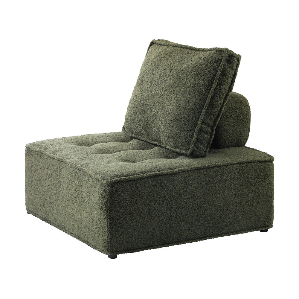 3PCS Modular Sofa Lounge Chair Armless Sherpa Green