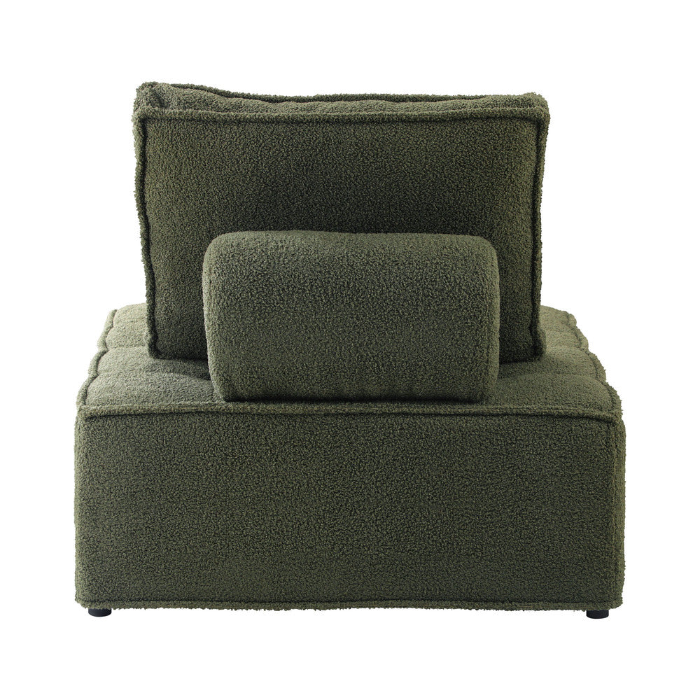 3PCS Modular Sofa Lounge Chair Armless Sherpa Green