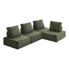 4PCS Modular Sofa Lounge Chair Armless Sherpa Green