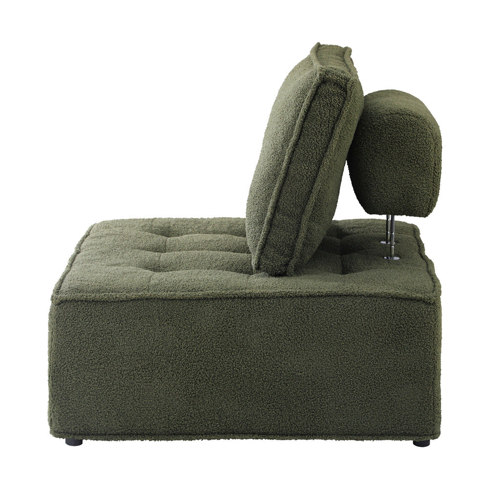 4PCS Modular Sofa Lounge Chair Armless Sherpa Green