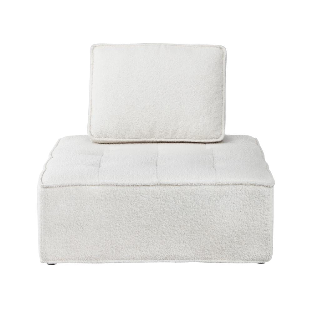 Modular Armless Sofa Adjustable Back Sherpa White
