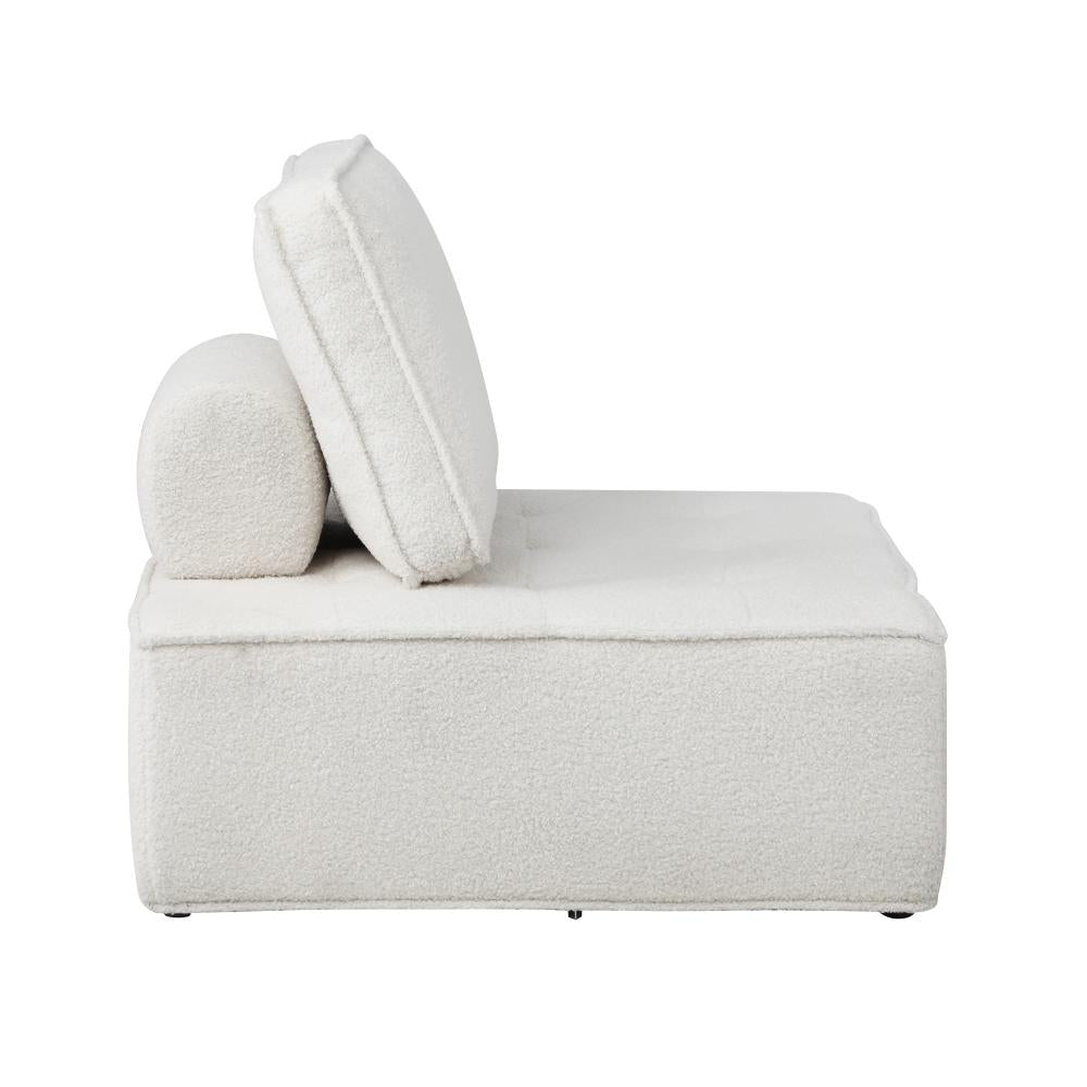 Modular Armless Sofa Adjustable Back Sherpa White