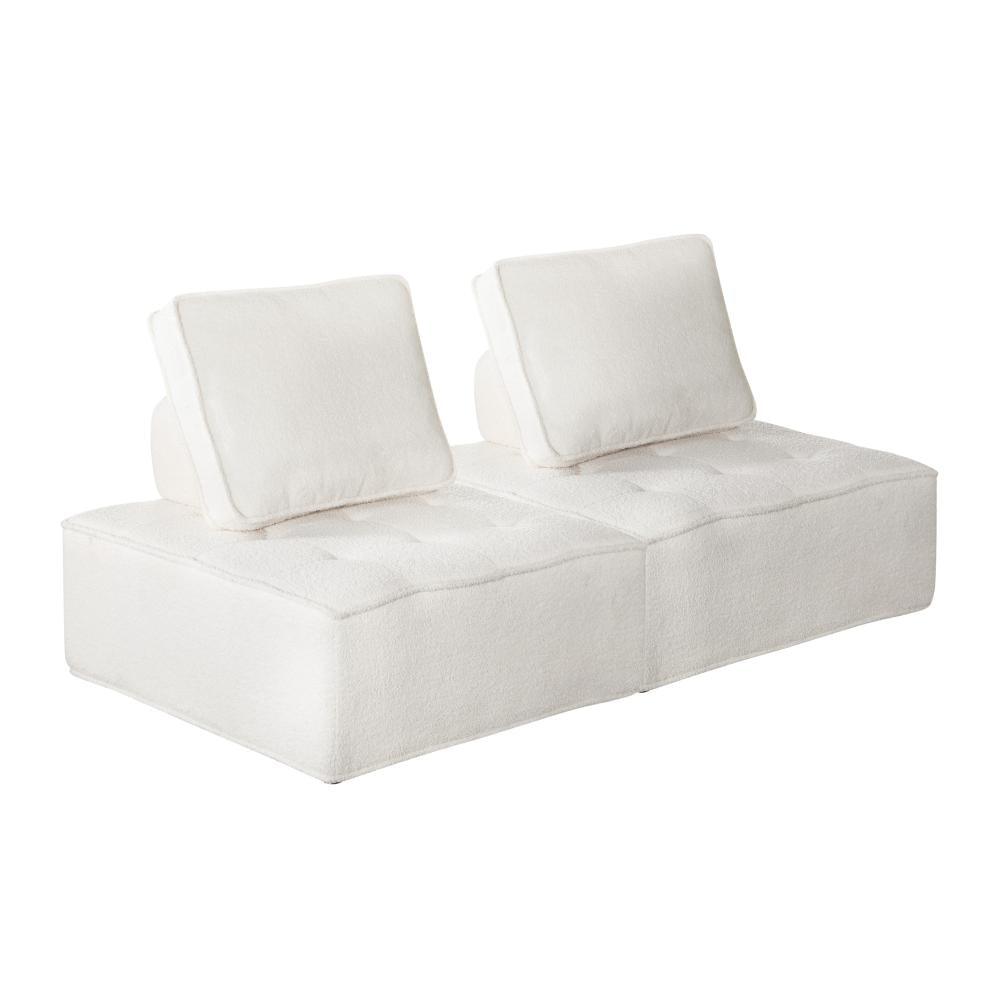 2PCS Modular Armless Sofa Sherpa White