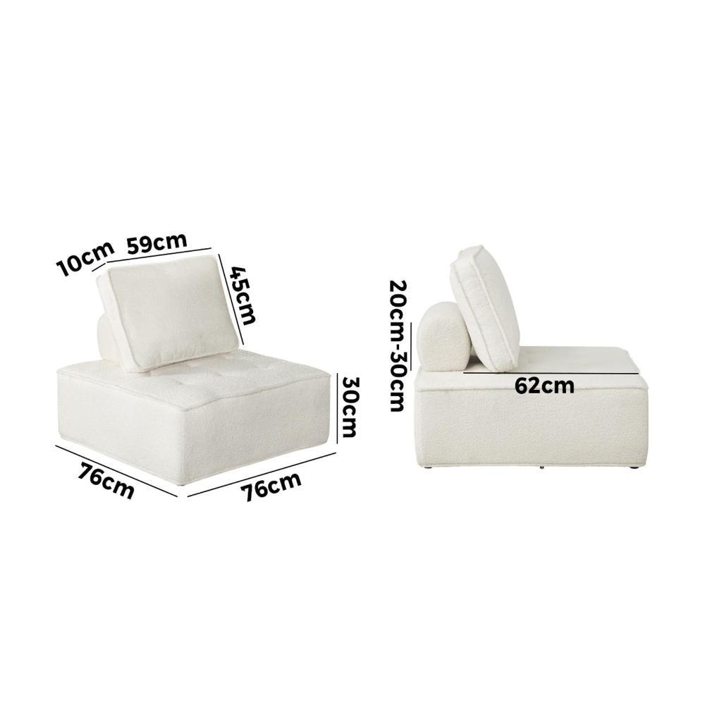 2PCS Modular Armless Sofa Sherpa White