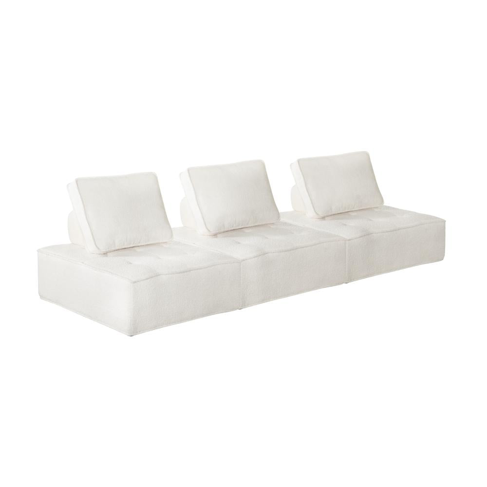 3PCS Modular Armless Sofa Sherpa White