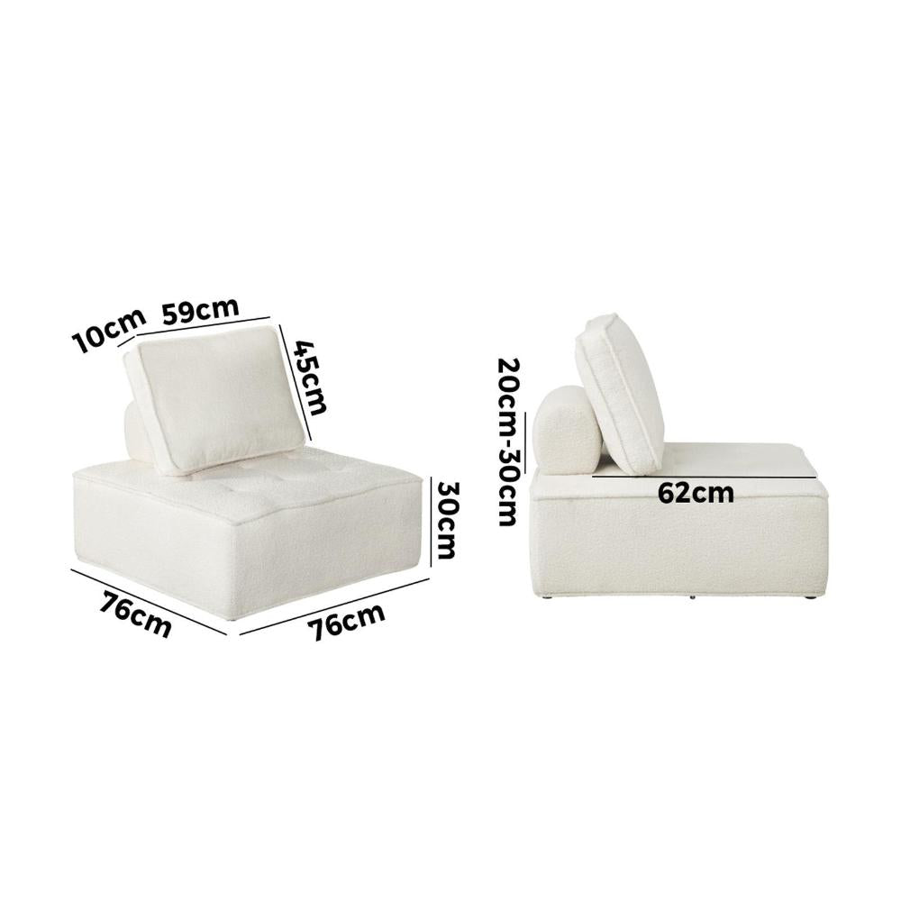 3PCS Modular Armless Sofa Sherpa White