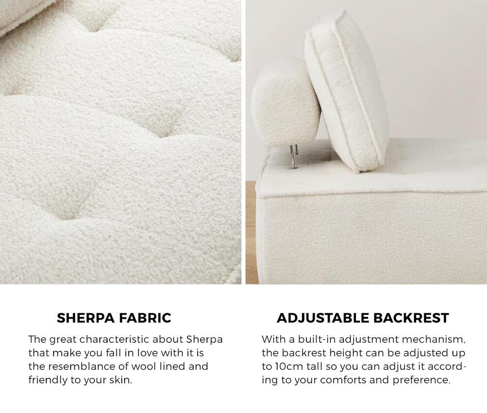 4PCS Modular Armless Sofa Sherpa White