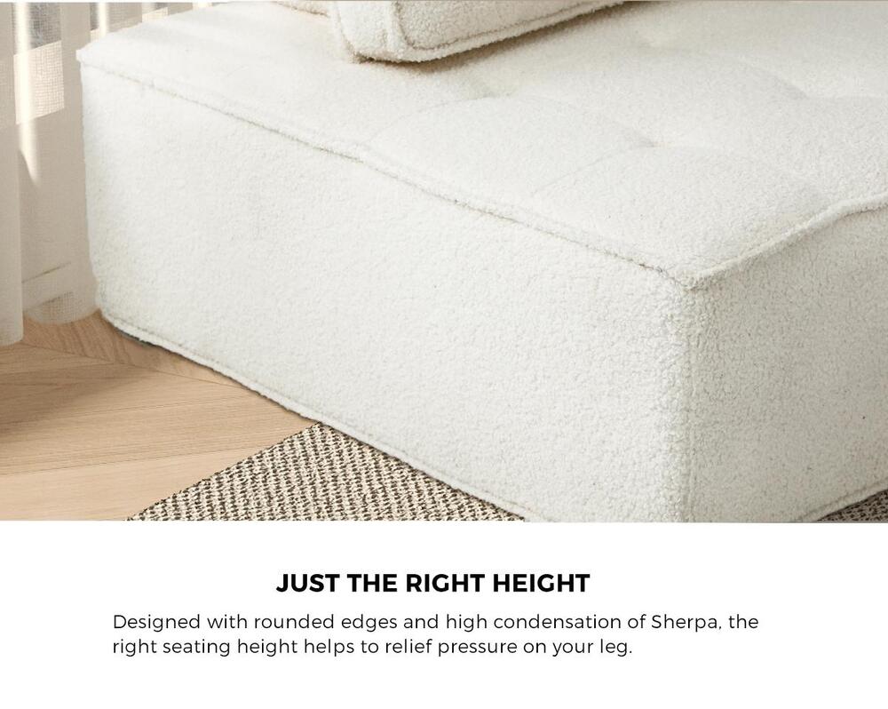 4PCS Modular Armless Sofa Sherpa White